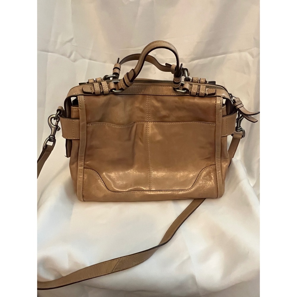Frye Melissa Satchel Tan Leather Crossbody‎ Handbag Brown Vintage Style - Picture 3 of 8
